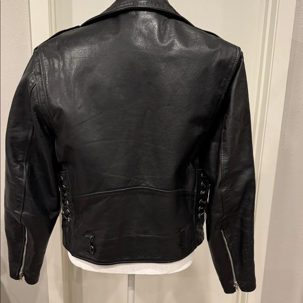 Vintage Excelled Leather Motorcycle Jacket Sz 44 80s 90s Biker Moto Heavyweight